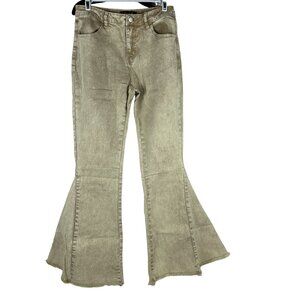 Blue B Collection Vintage-Inspired Flared Denim Pants - Size Medium Tan
